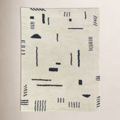 Shag Area Rug, 6'7" x 9' in Cream and Navy