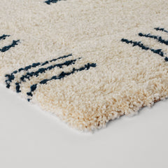 Shag Area Rug, 6'7" x 9' in Cream and Navy