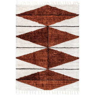 Shag Area Rug, 7'10" x 10'8" with Ivory/Rust