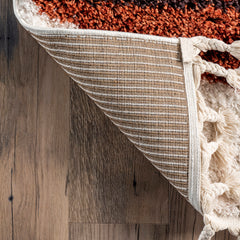 Shag Area Rug, 7'10" x 10'8" with Ivory/Rust