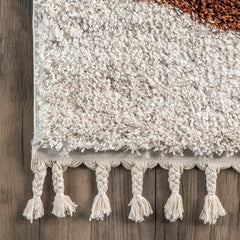 Shag Area Rug, 7'10" x 10'8" with Ivory/Rust