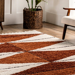Shag Area Rug, 7'10" x 10'8" with Ivory/Rust