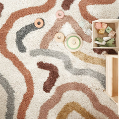 Shag Area Rug, 7'10" x 10', Cream Polypropylene