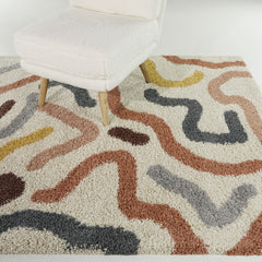 Shag Area Rug, 7'10" x 10', Cream Polypropylene