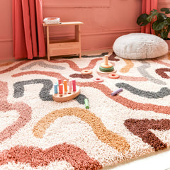 Shag Area Rug, 7'10" x 10', Cream Polypropylene