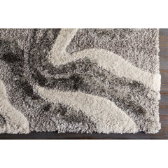 Shag Area Rug, 7'10" x 10', Gray with Abstract Pattern