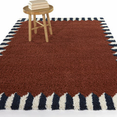 Shag Area Rug, 7'10" x 10', Rust with Polypropylene Fiber