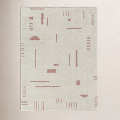 Shag Area Rug, 7'10" x 10', White and Pink Polypropylene