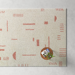 Shag Area Rug, 7'10" x 10', White and Pink Polypropylene