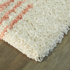 Shag Area Rug, 7'10" x 10', White and Pink Polypropylene