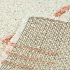Shag Area Rug, 7'10" x 10', White and Pink Polypropylene