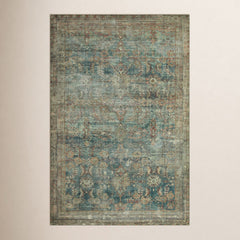 Shag Area Rug, 7'6" x 9'6", Ocean/Spice with Polyester