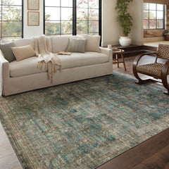 Shag Area Rug, 7'6" x 9'6", Ocean/Spice with Polyester