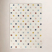 Shag Area Rug, 7 ft 10 in x 10 ft, Cream with Geometric Dot Pattern