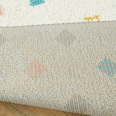 Shag Area Rug, 7 ft 10 in x 10 ft, Cream with Geometric Dot Pattern