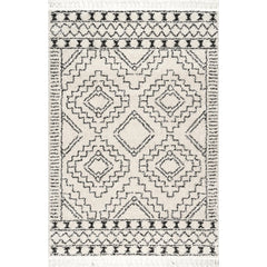 Shag Area Rug, 7 ft 10 in x 10 ft, Polypropylene with Tasseled Edges