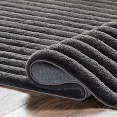 Shag Area Rug, 7 ft 6 in x 9 ft 6 in, Gray Polyester with Non-Slip Backing