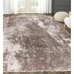Shag Area Rug, 8 Ft 9 In x 12 Ft 2 In, Brown and Beige