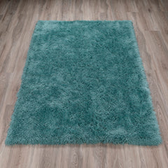 Shag Area Rug, 8 Ft x 10 Ft in Green Polyester
