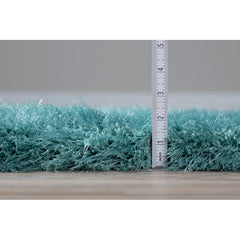 Shag Area Rug, 8 Ft x 10 Ft in Green Polyester