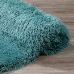 Shag Area Rug, 8 Ft x 10 Ft in Green Polyester
