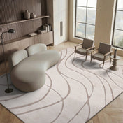 Shag Area Rug, 8 x 10 ft in Cream and Beige