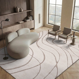 Shag Area Rug, 8 x 10 ft in Cream and Beige