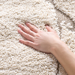 Shag Area Rug, 8 x 10 ft in Cream and Beige