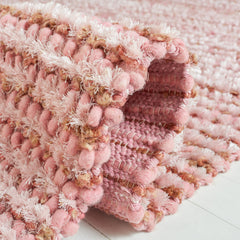 Shag Area Rug, 8' x 10' in Pink Striped Pattern