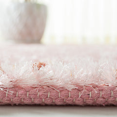 Shag Area Rug, 8' x 10' in Pink Striped Pattern