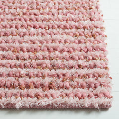 Shag Area Rug, 8' x 10' in Pink Striped Pattern