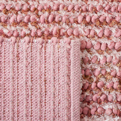Shag Area Rug, 8' x 10' in Pink Striped Pattern