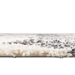 Shag Area Rug, 9 x 12 Ft, White with Geometric Pattern
