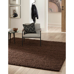 Shag Area Rug, 9' x 12' Rectangle in Brown