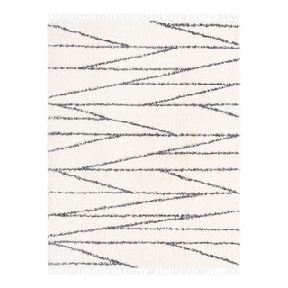 Shag Area Rug with Polypropylene Pile, 7'10" x 10' in White