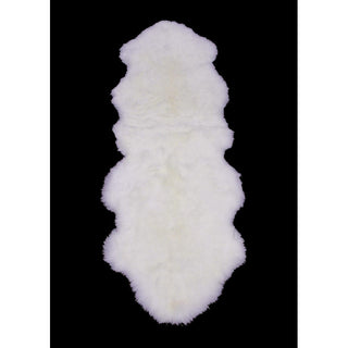 Sheepskin Area Rug, 2 ft x 6 ft, White with Scalloped Edges
