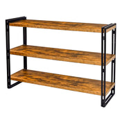 Shelving Unit, 3 Tiers, Brown Metal Frame with Manufactured Wood Shelves