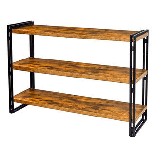 Shelving Unit, 3 Tiers, Brown Metal Frame with Manufactured Wood Shelves