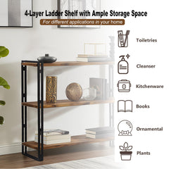 Shelving Unit, 3 Tiers, Brown Metal Frame with Manufactured Wood Shelves