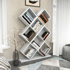 Shelving Unit, 8 Shelf Tiers, Manufactured Wood, White