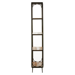 Shelving Unit with Wood Shelves and Iron Frame, Brown