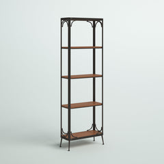 Shelving Unit with Wood Shelves and Iron Frame, Brown