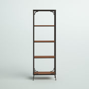 Shelving Unit with Wood Shelves and Iron Frame, Brown