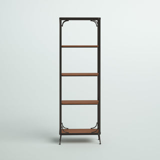 Shelving Unit with Wood Shelves and Iron Frame, Brown