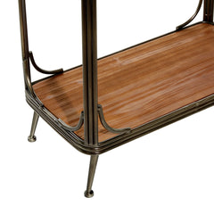Shelving Unit with Wood Shelves and Iron Frame, Brown