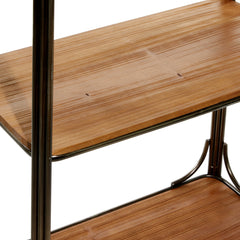 Shelving Unit with Wood Shelves and Iron Frame, Brown
