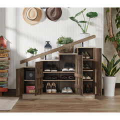 Shoe Storage Cabinet with Stepped Top in Manufactured Wood