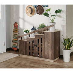 Shoe Storage Cabinet with Stepped Top in Manufactured Wood