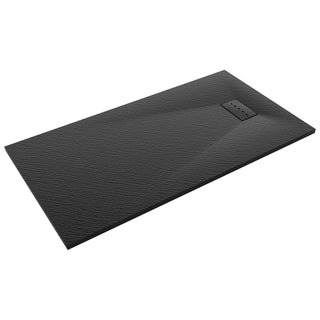 Shower Base, 59 in x 32 in with Reversible Drain in Black