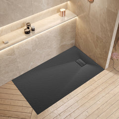 Shower Base, 59 in x 35 in Barrier-Free in Black